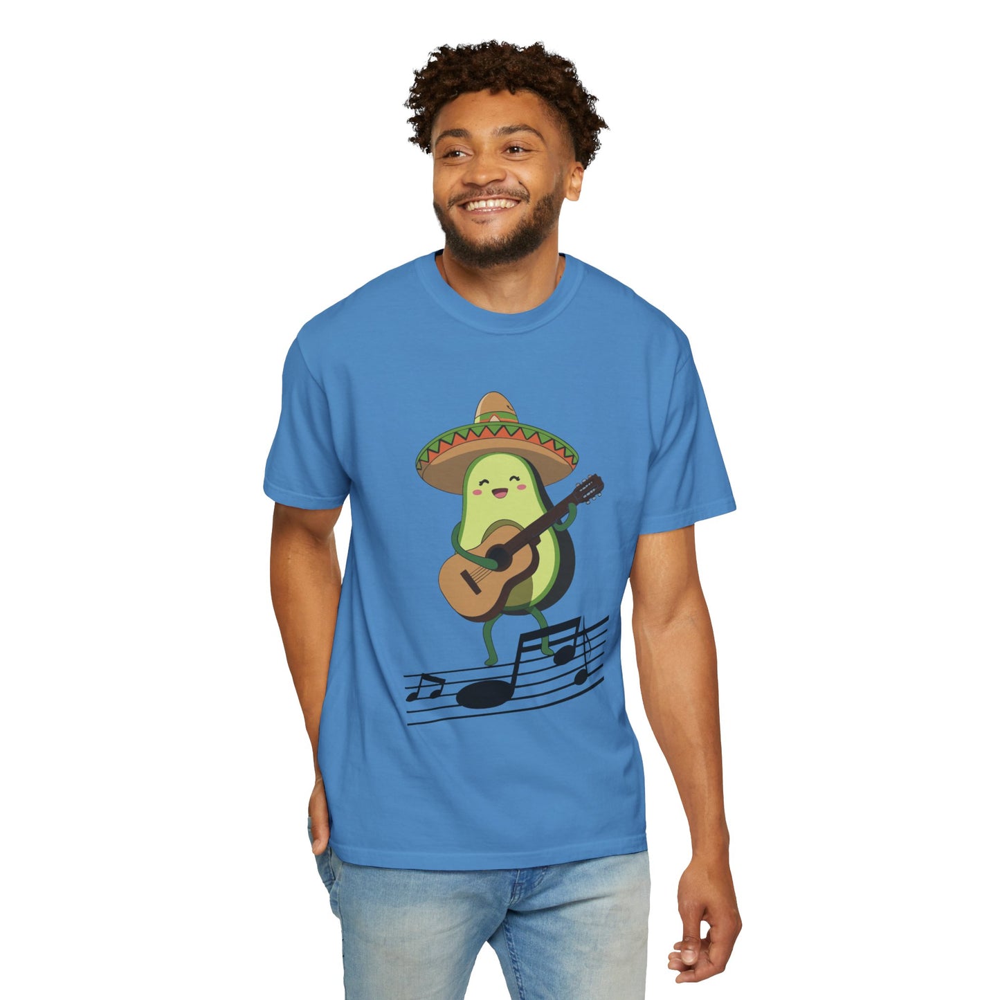 Funny Avocado Playing The Guitar Rock Band Music Unisex Garment-Dyed T-shirt