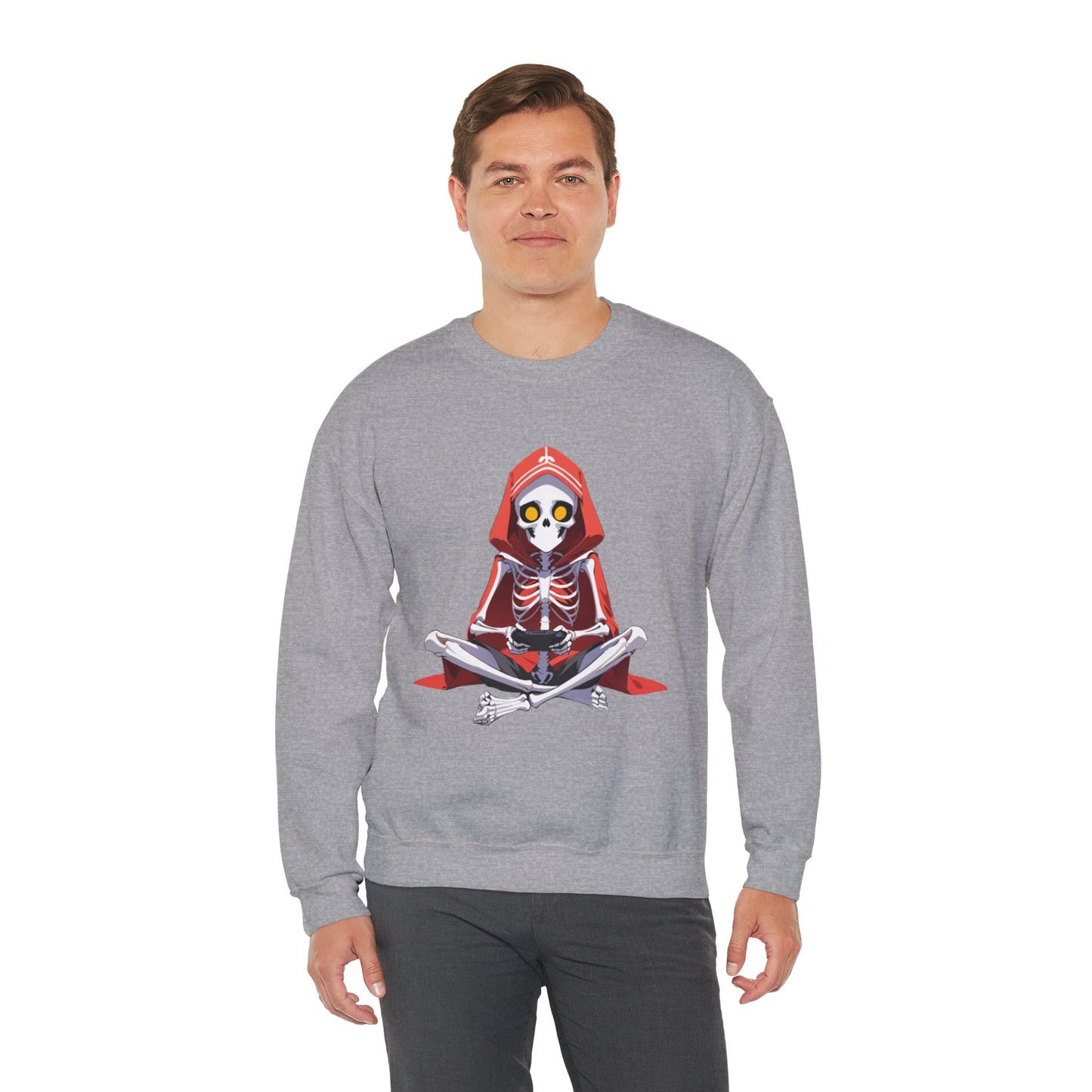 Funny Skeleton Skull Video Gamer Unisex Heavy Blend™ Crewneck Sweatshirt - coffeeandteatees