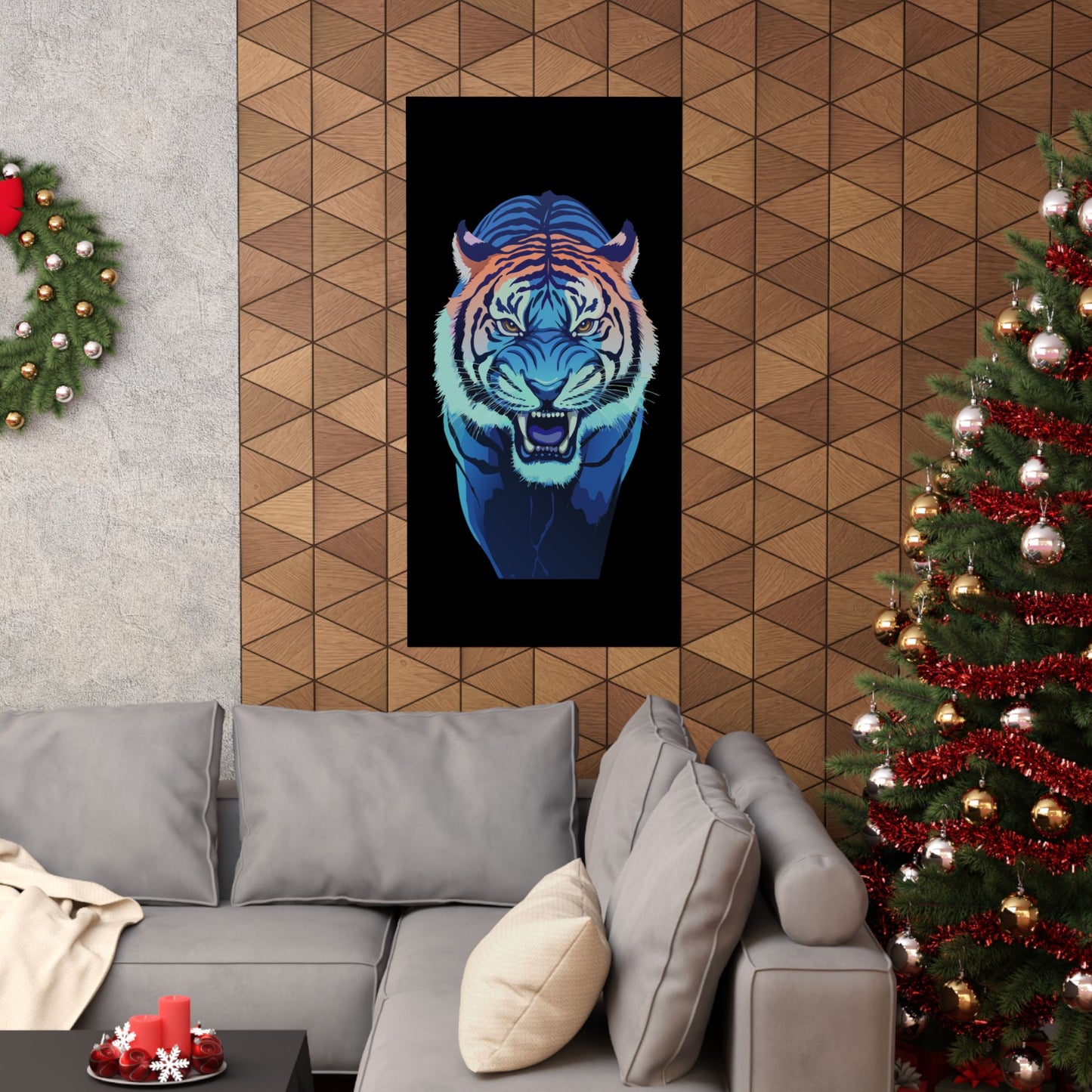 Blue Angry tiger Matte Vertical Posters