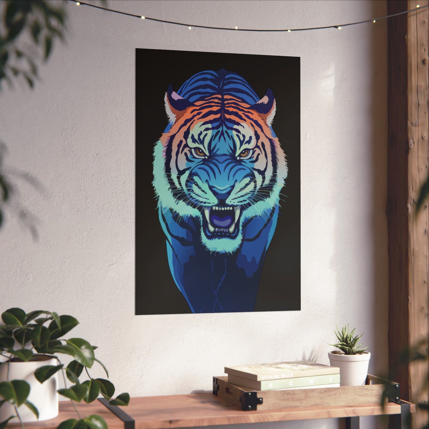 Blue Angry tiger Matte Vertical Posters