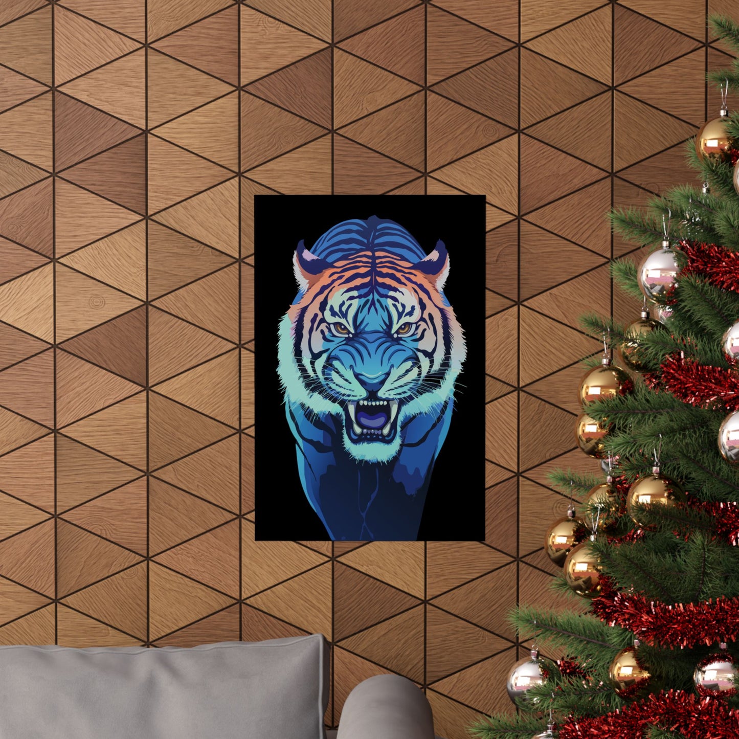 Blue Angry tiger Matte Vertical Posters