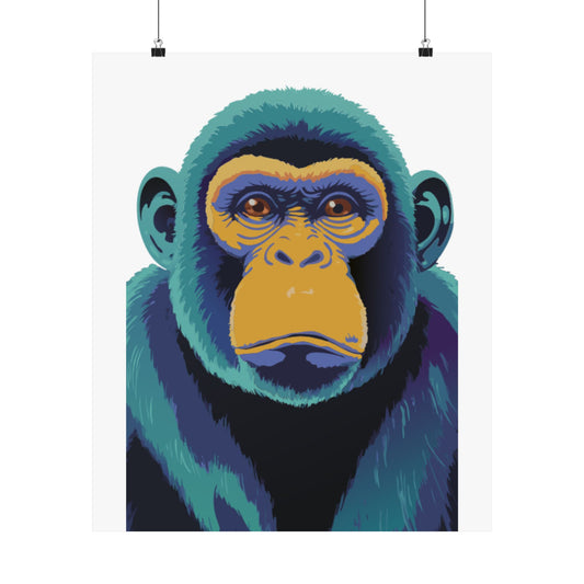 Blue Angry Monkey From The Savanna Matte Vertical Posters - coffeeandteatees