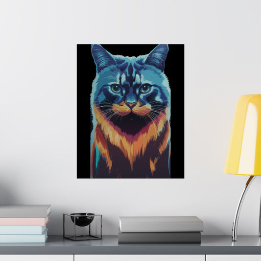 Blue Angry Cat Matte Vertical Posters - coffeeandteatees