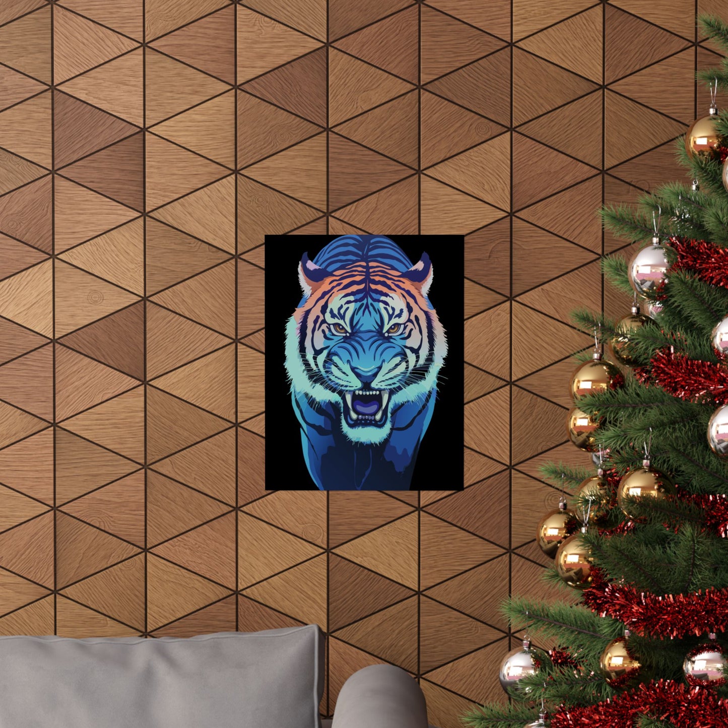 Blue Angry tiger Matte Vertical Posters