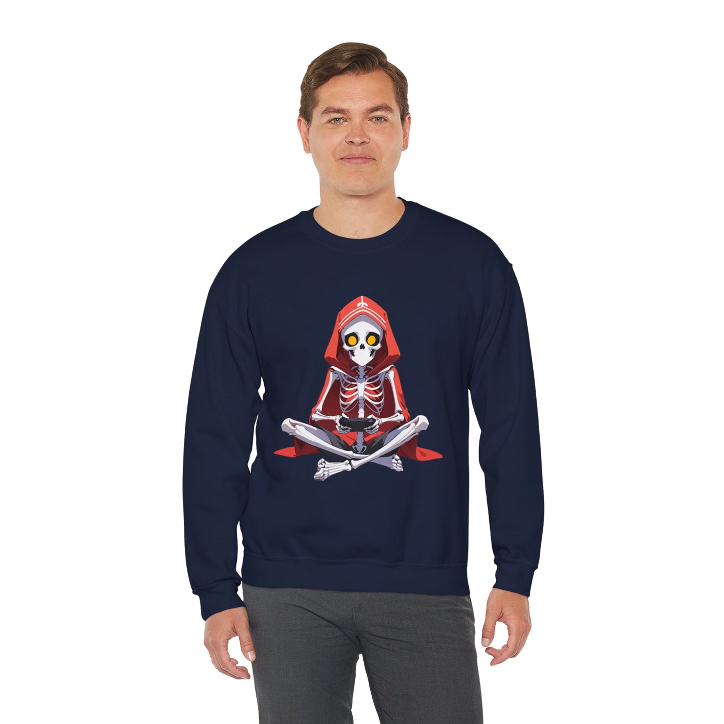 Funny Skeleton Skull Video Gamer Unisex Heavy Blend™ Crewneck Sweatshirt - coffeeandteatees