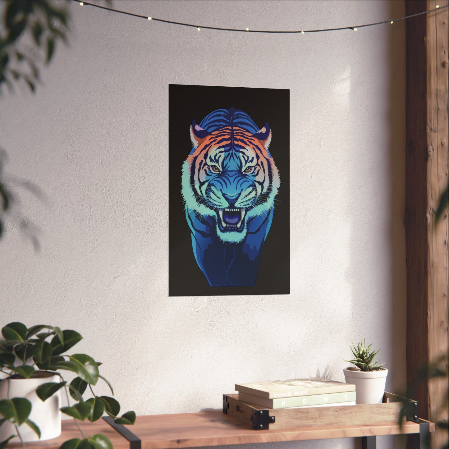 Blue Angry tiger Matte Vertical Posters