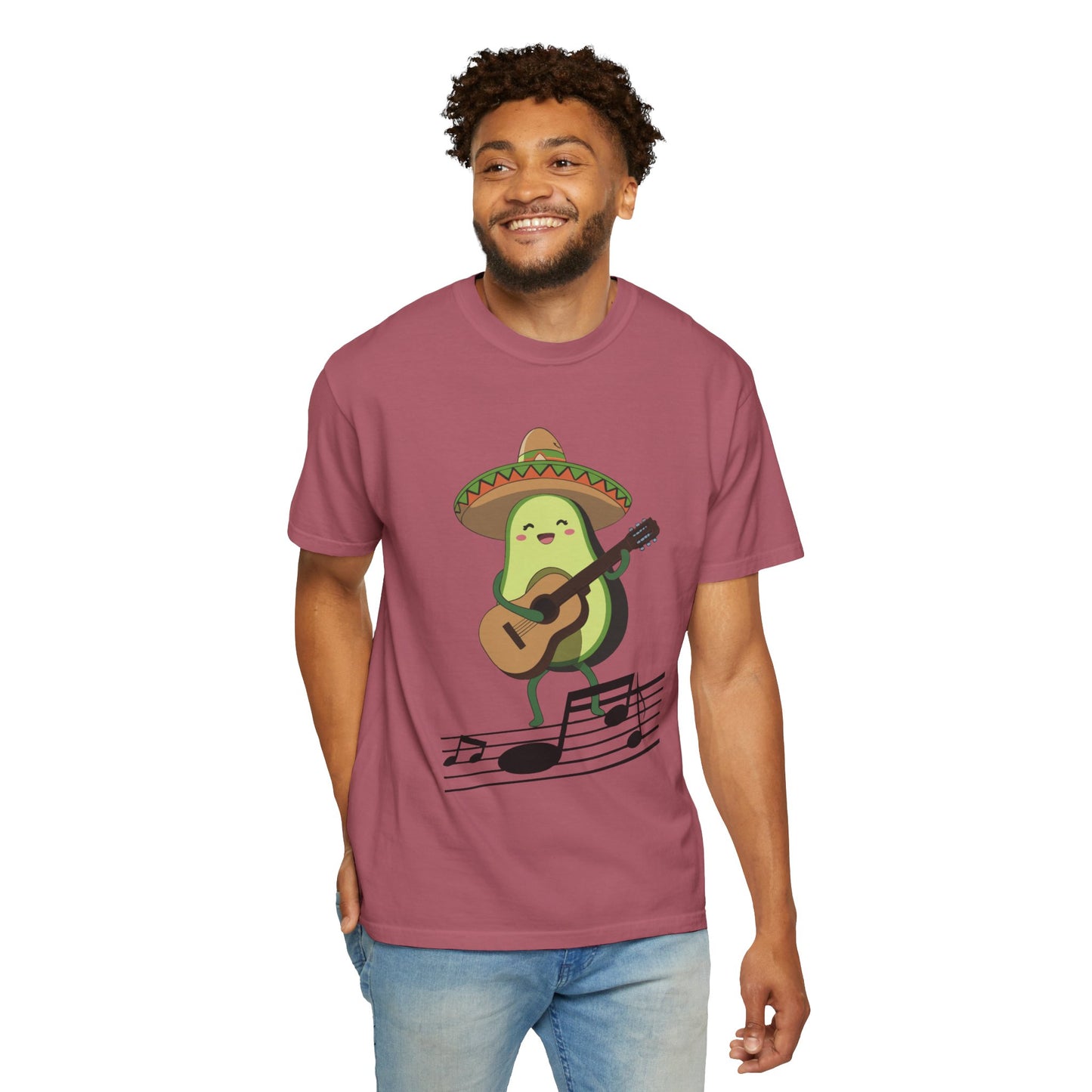 Funny Avocado Playing The Guitar Rock Band Music Unisex Garment-Dyed T-shirt