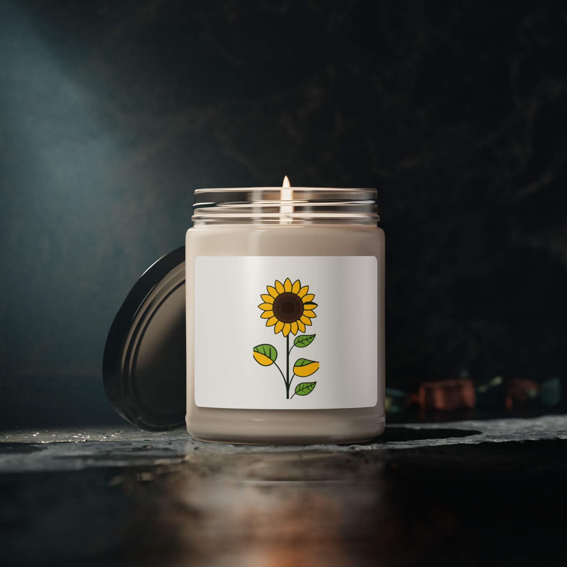 Sunflower Flower Graphic Inspirational Scented Soy Candle, 9oz - coffeeandteatees