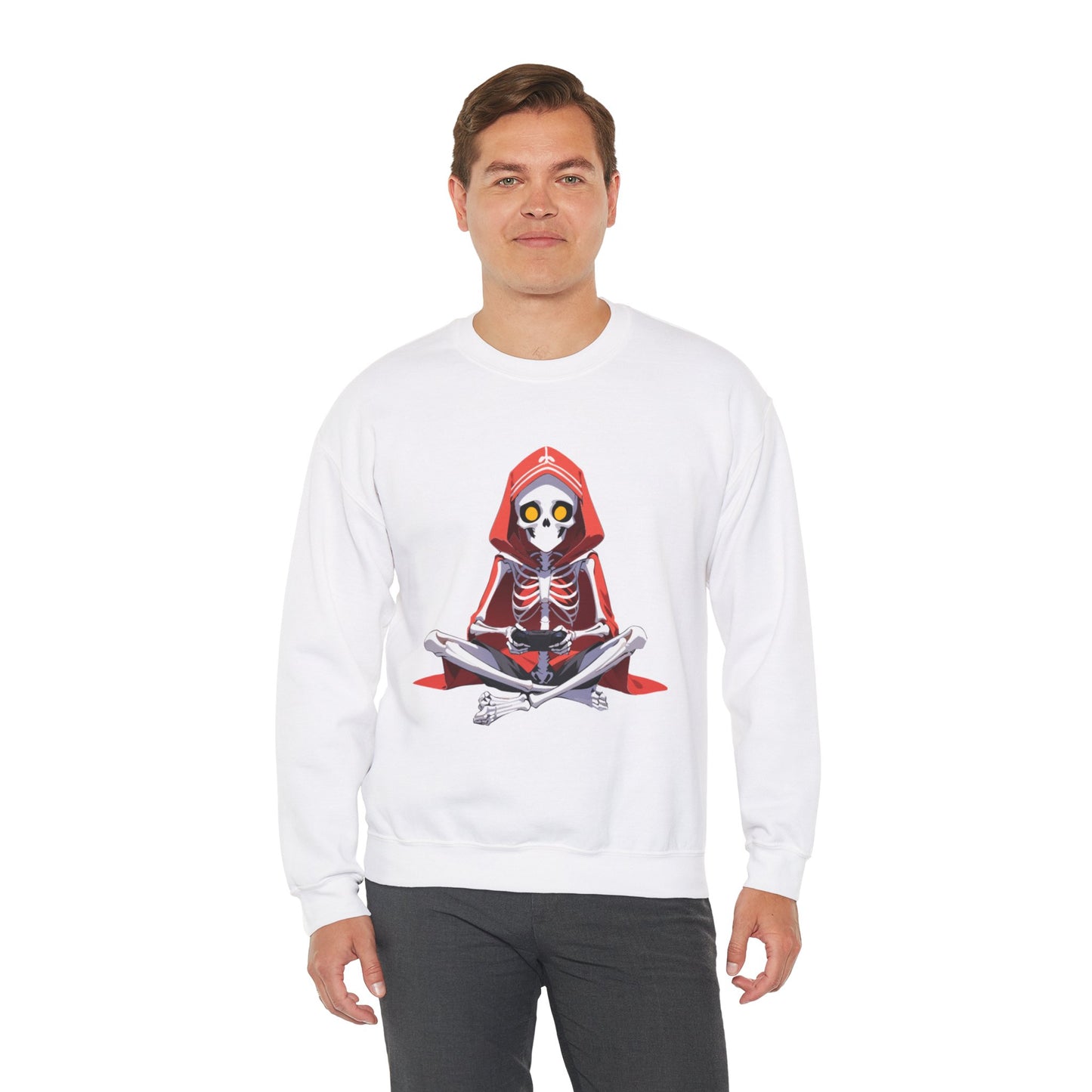 Funny Skeleton Skull Video Gamer Unisex Heavy Blend™ Crewneck Sweatshirt - coffeeandteatees