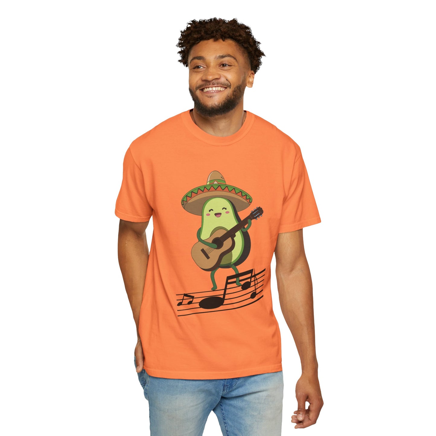 Funny Avocado Playing The Guitar Rock Band Music Unisex Garment-Dyed T-shirt