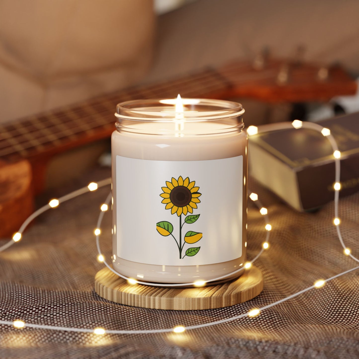 Sunflower Flower Graphic Inspirational Scented Soy Candle, 9oz - coffeeandteatees