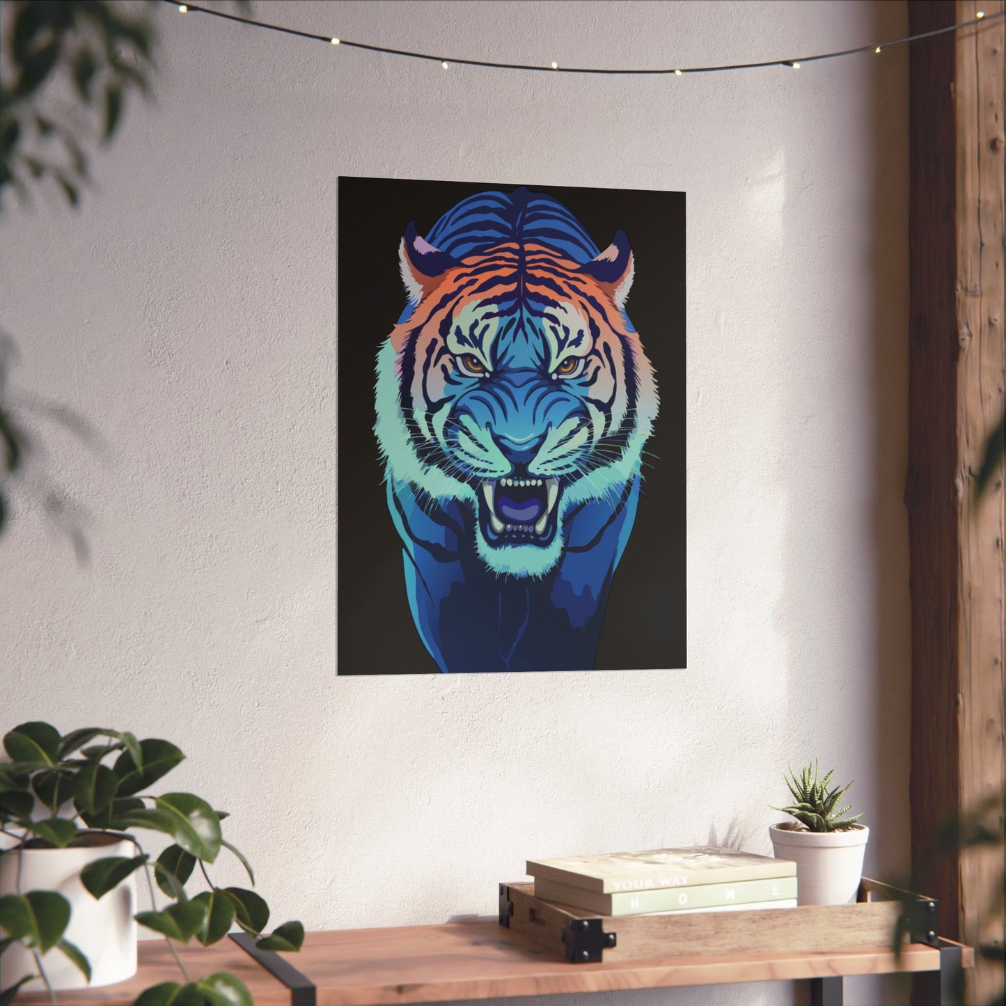 Blue Angry tiger Matte Vertical Posters