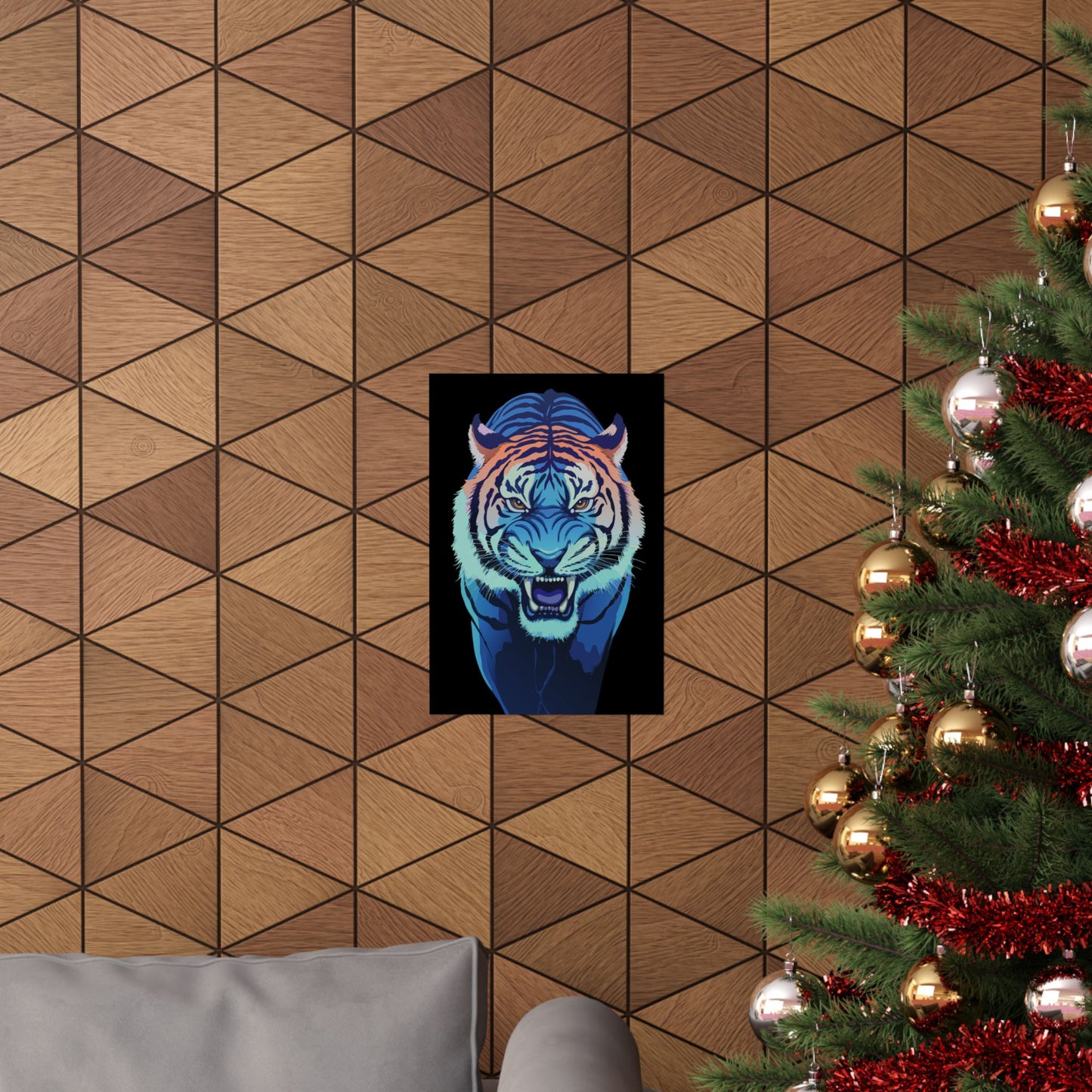 Blue Angry tiger Matte Vertical Posters