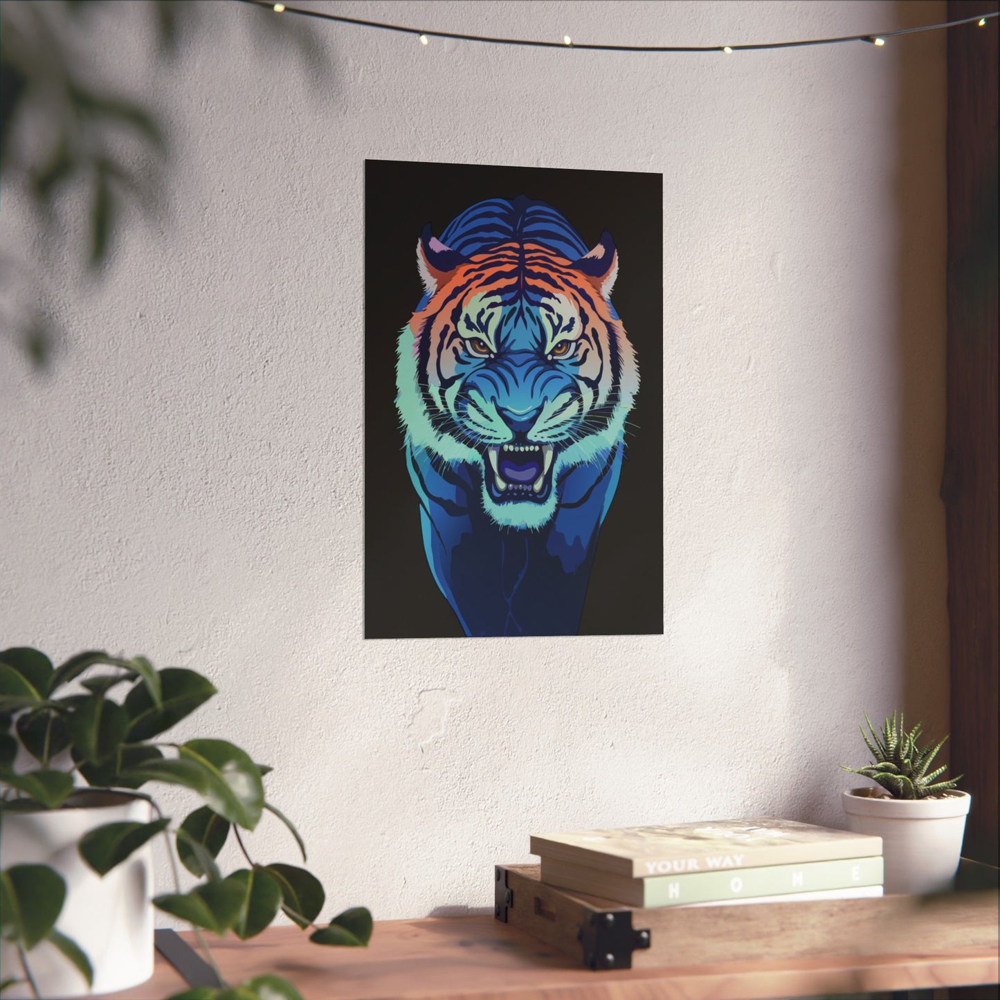 Blue Angry tiger Matte Vertical Posters