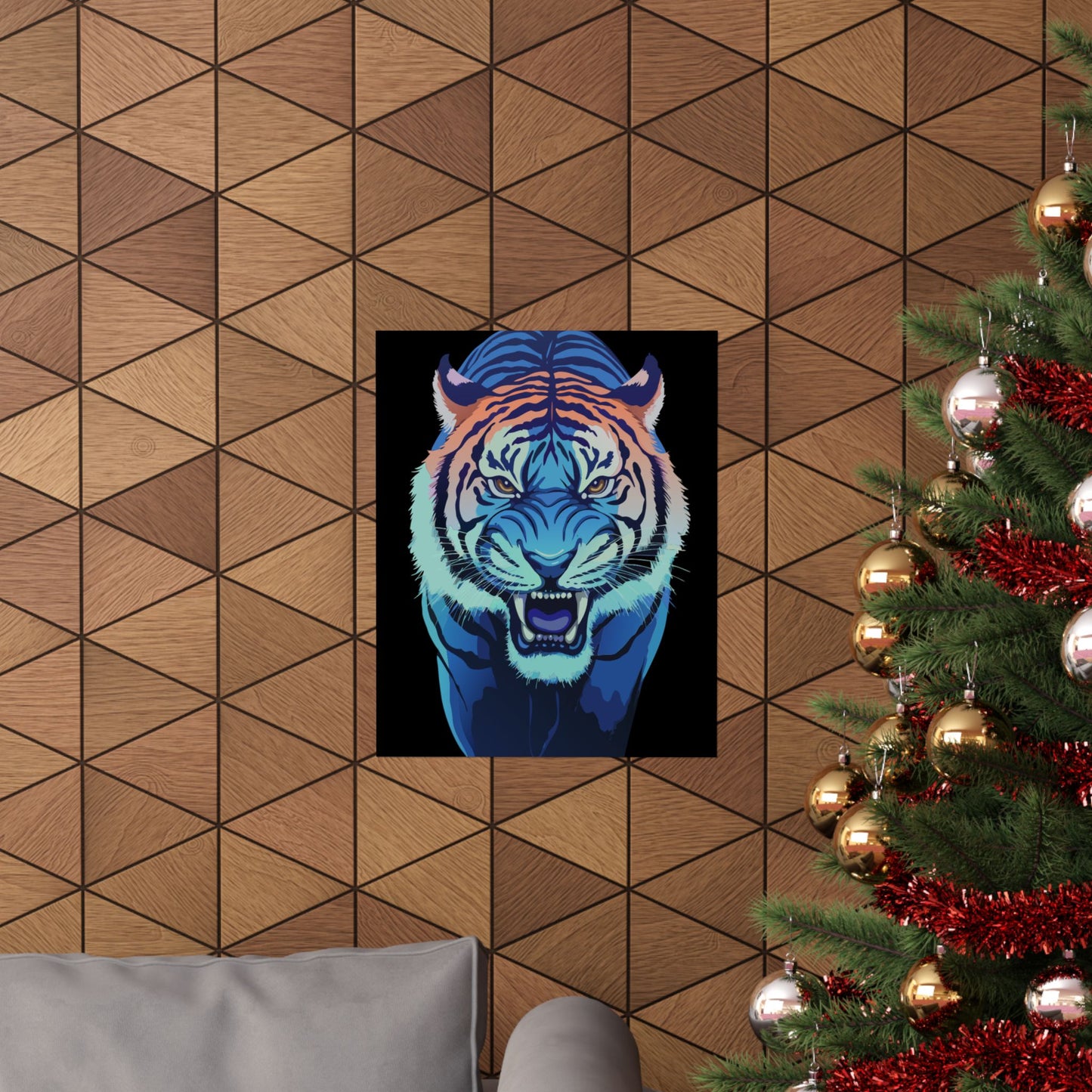 Blue Angry tiger Matte Vertical Posters