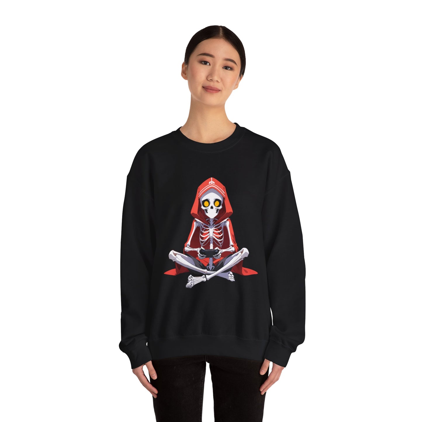 Funny Skeleton Skull Video Gamer Unisex Heavy Blend™ Crewneck Sweatshirt - coffeeandteatees